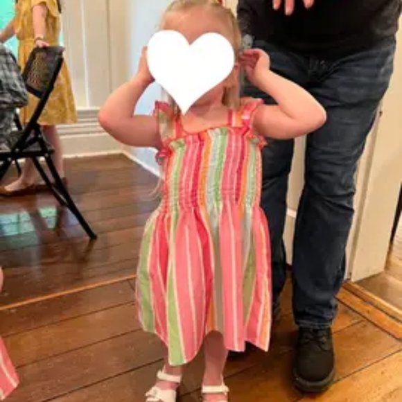 Girls Color Block Striped Sleeveless Ruffles Ruched Dress Kids Summer Clothes - Picture 2 of 3